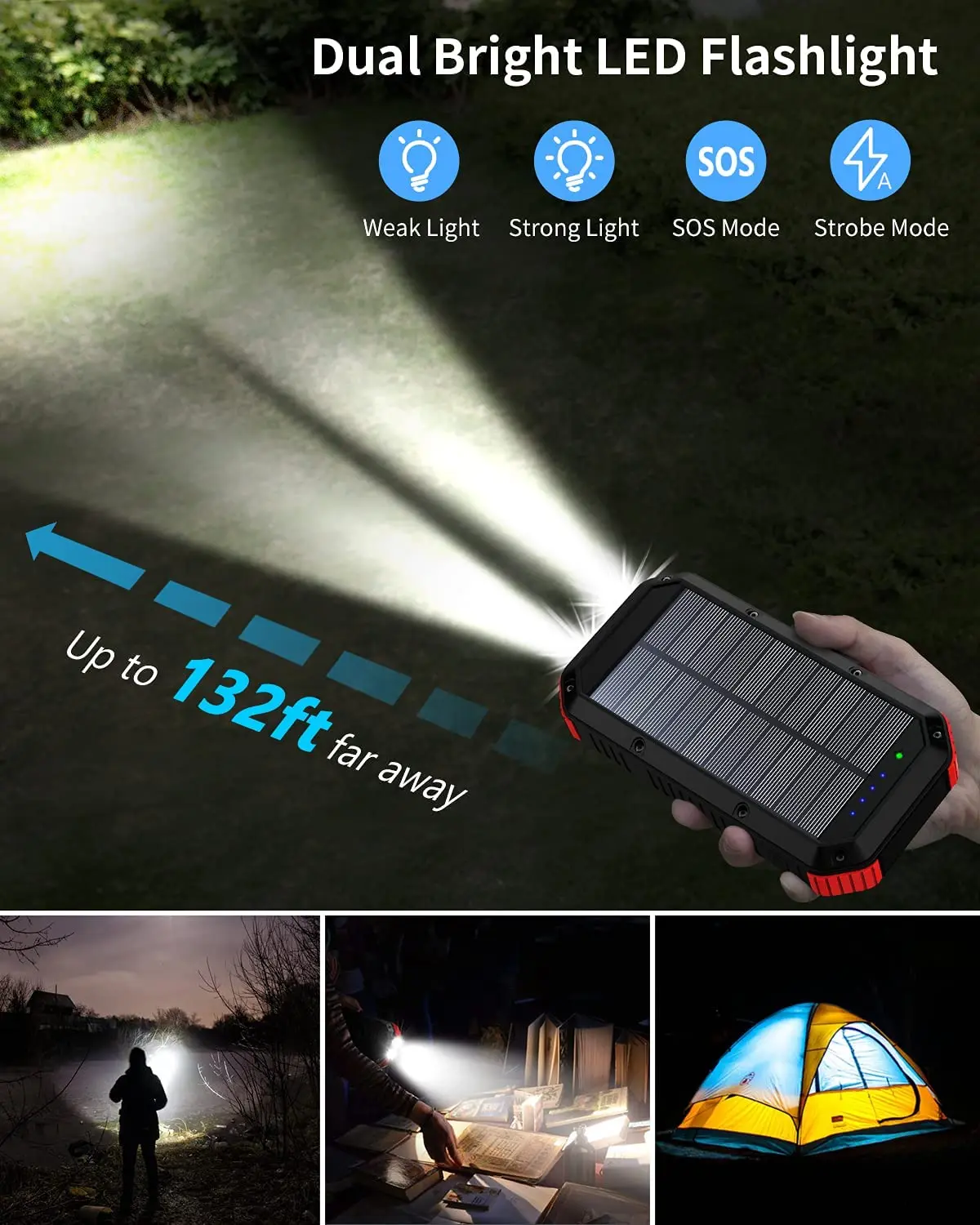 water proof solar pannel battery lithium powered led light super capacitor advertising wirless power bank fba with flash light