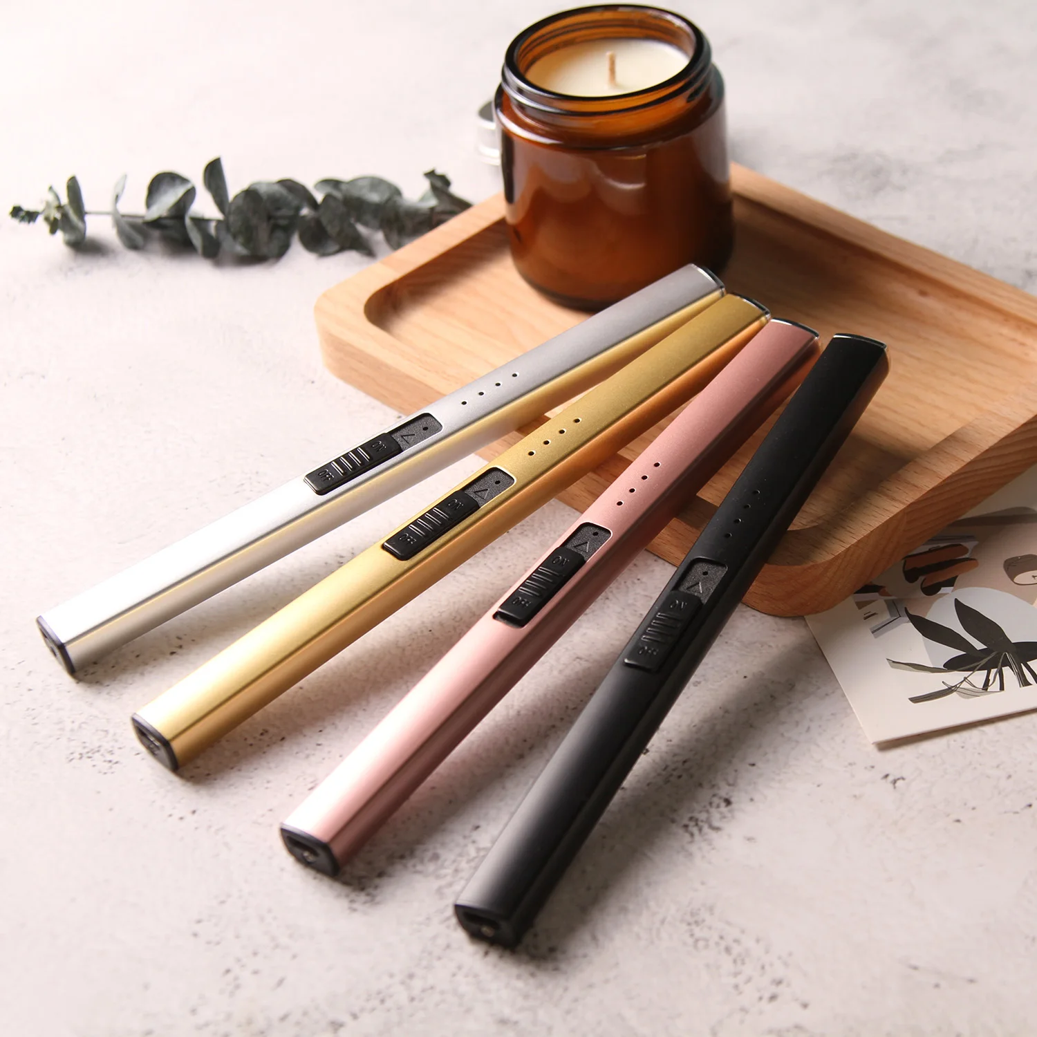 Hot Selling Colorful Electric Lighter USB Rechargeable Candle Lighter Arc Windproof Flameless Lighter For Candle