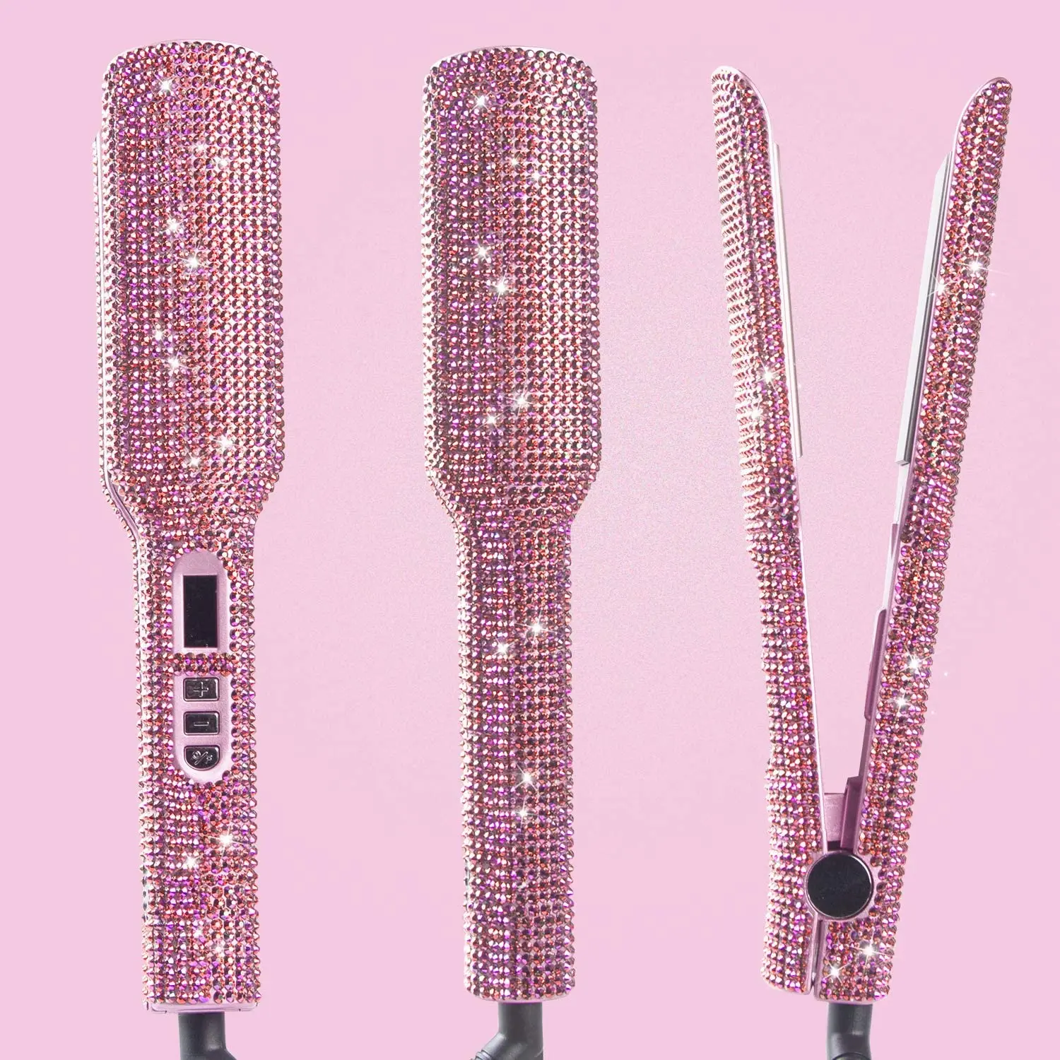 Crystal hair flat iron bling hair straightener ceramic fast heating 450F straight hair iron bling flat iron