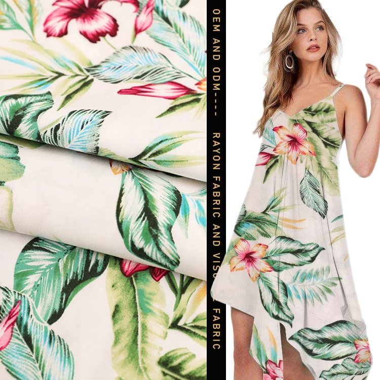 Good Selling 100Viscose Fabric cheap printed rayon dresses beach woven melange Viscose Rayon Fabric