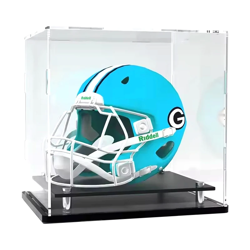 Custom full size clear acrylic helmet display box dustproof removable shell collectible display box