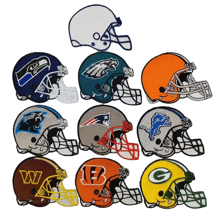 Long Lasting embroidered patches for various football teams baseball hats custom embroidery helmet patches trucker  patches