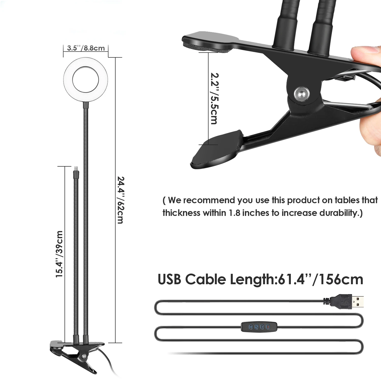 Adjustable Mobile Phone Holder Selfie Light Ring Flexible LED Ring Light With Long Arm Cellphone Clip Holder LED Ring Light Inch