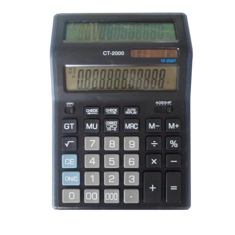 Wholesale Office Gifts Double LCD Screen Display 12 Digit Desktop Check Calculator