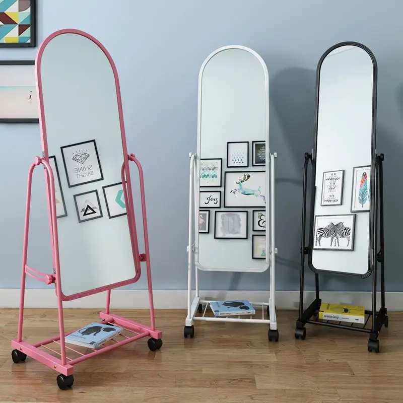 Wholesale Modern Fashion Full Body Full Length Mirror With Storage Hot Selling Floor Stand Dressing Mirror With Wheels