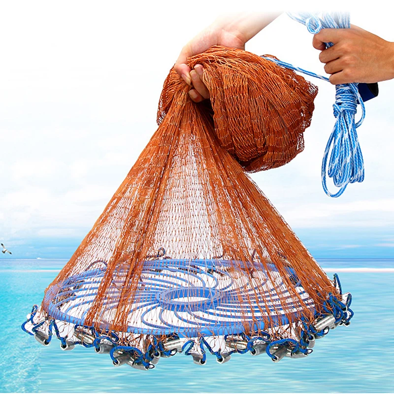 Catch Fishing Fly Hand Frisbee Cast Nets Throw Drawstring Casting Nylon Small Mesh Hunting Trap