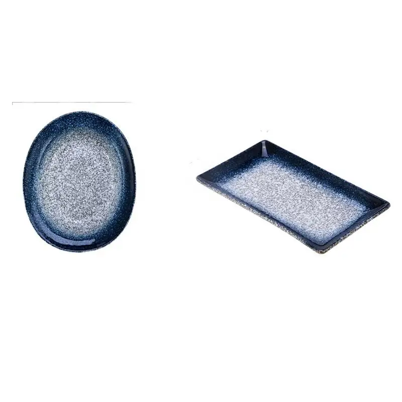 Wholesale  9/8.5/8 Inch sushi plates ceramic japanese charger dinner plate rectangle sushi plate for restaurant tableware set