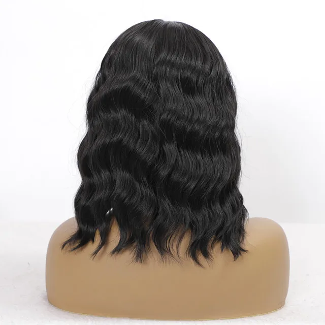 Wholesale cheap synthetic wigs lace frontal wig water Wave Heat Resistant Synthetic Hair black wig for women