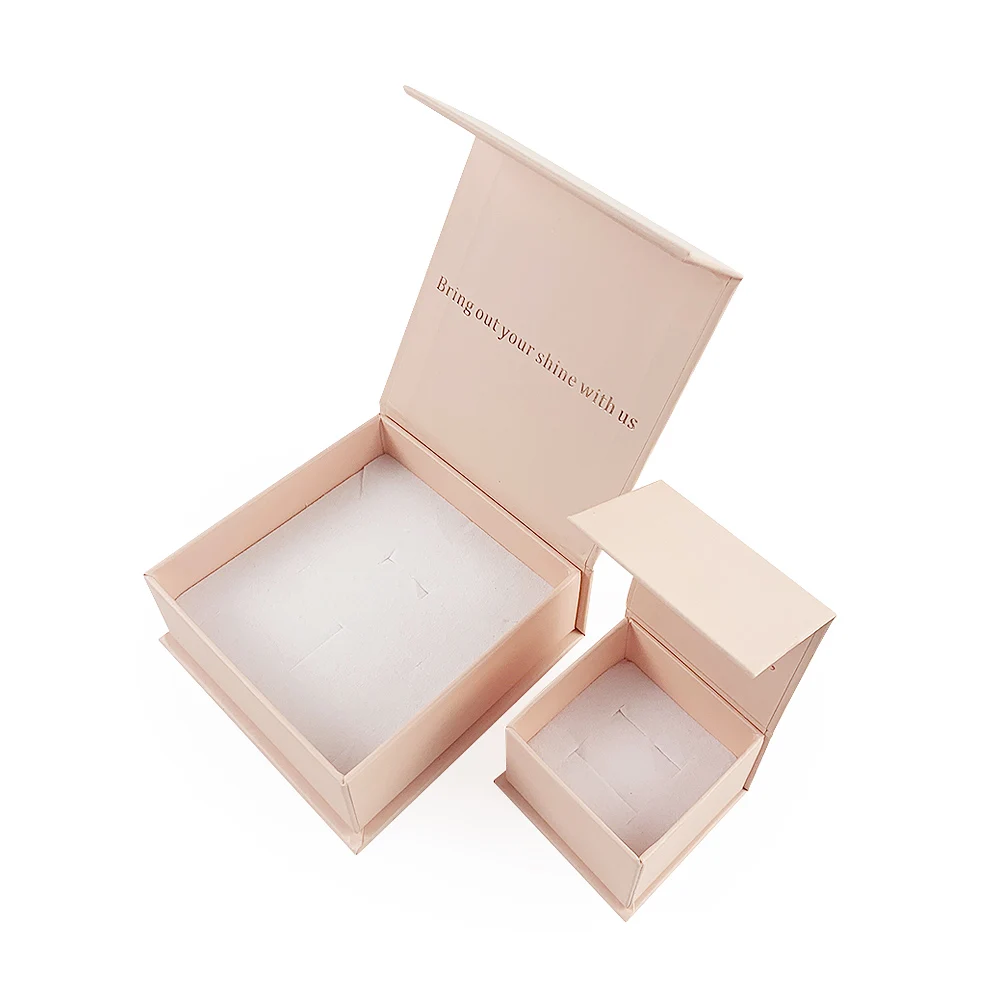 
flap magnet closure cardboard foam jewellery box custom print jewellery ring necklace set packaging box with logo 