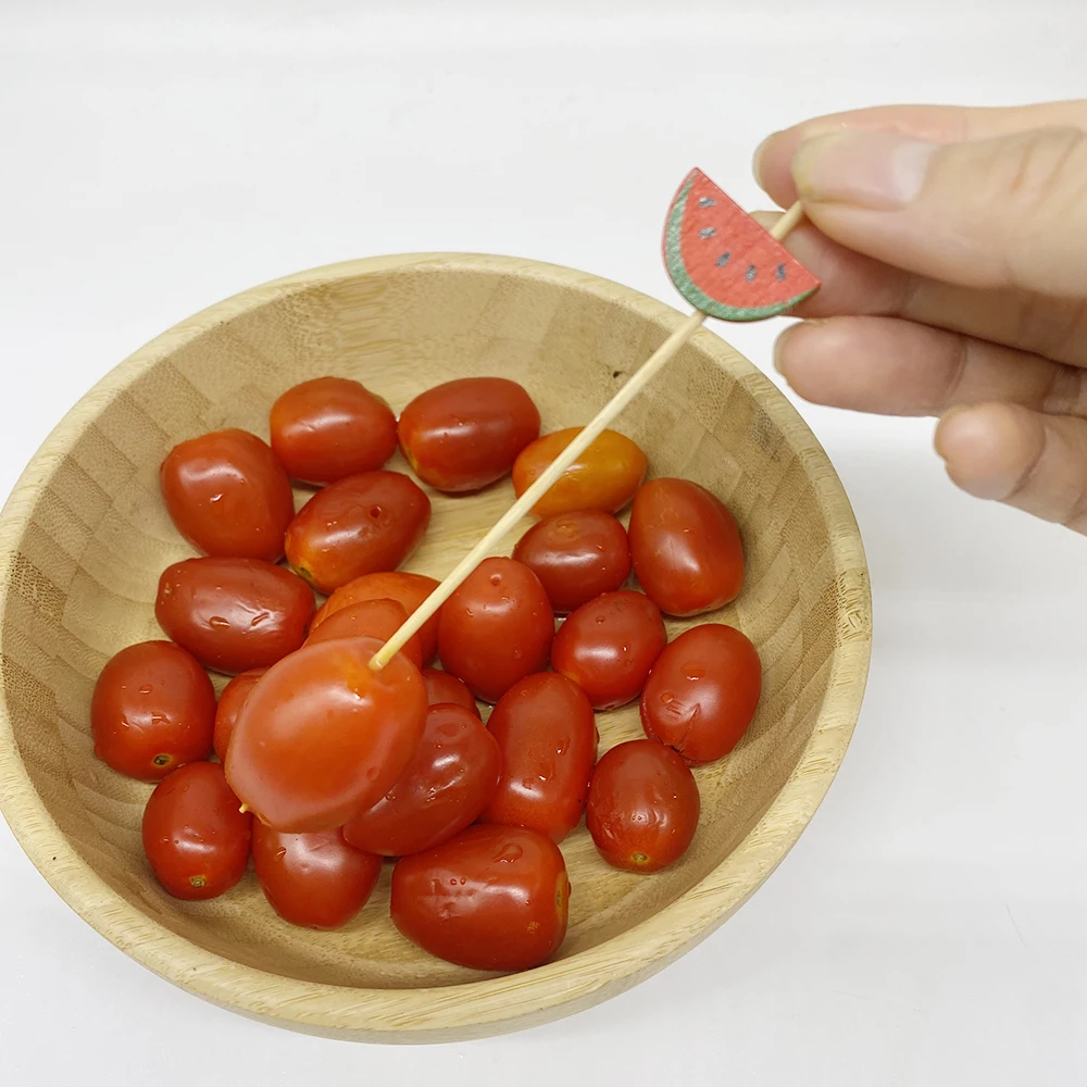 Red Watermelon Cocktail Picks Bamboo Fancy Toothpicks for Appetizers Drinks Fruits Summer Party Food Garnish Skewer Sticks