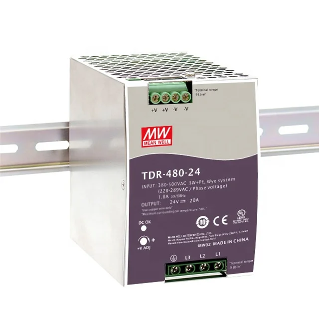 Original Meanwell Three Phase Industrial DIN RAIL With PFC Function TDR-480 Series TDR-480-48 480W 20A 48V SMPS Power Supply