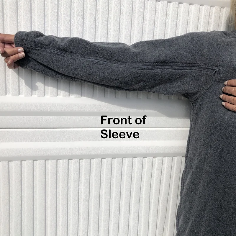 Customized For Assist Hemodialysis Patients Two Way Arm Zippers Solid Color Unisex Dialysis Zipper Access Crewneck Sweatshirt