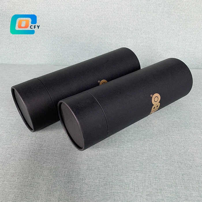 Recycled plastic free paper tubes cylinder packaging for water bottle custom tube packaging for gift Tshirt packaging tube