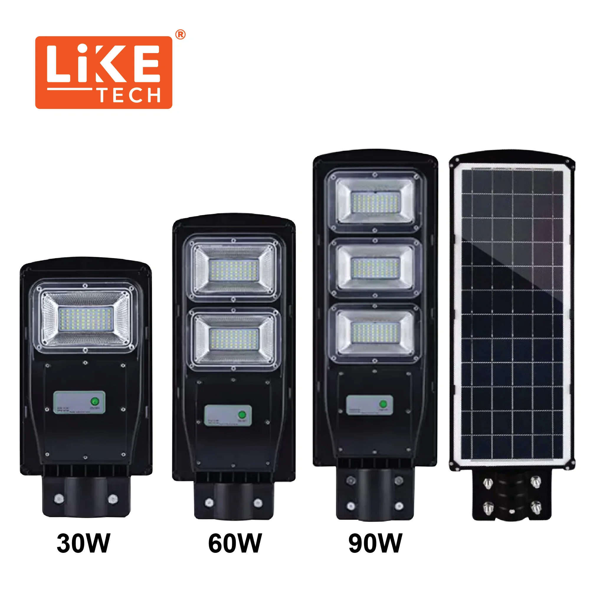 2021 Liketech Axe90 All in One Solar Street Light 90W Luminaria Solar Led 2835 SMD 180pcs Waterproof IP65