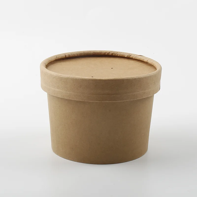 Customized Paper soup barrels with paper lids paper soup bowl disposable Kraft soup cup