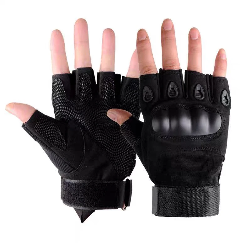 Soft Suede Hard Shell Fingerless Tactic Gloves Work Gloves Safety Gloves