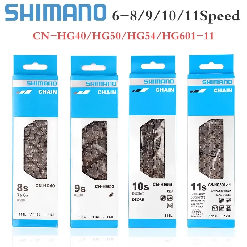 SHIMANO велосипедных цепей 8/9/10/11/12 скорость HG601 HG701 HG901 HG40 HG53 HG93 HG54 HG95 4601112/116/118L MTB дорожный велосипед цепи в штучной упаковке