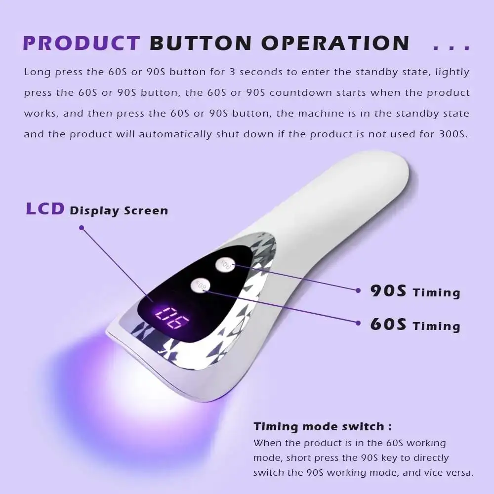 Handheld UV LED Lamp For Nails Drying Lamp Rechargeable Mini Manicure Lamp Nail Dryer  Portability Nail Art Tool