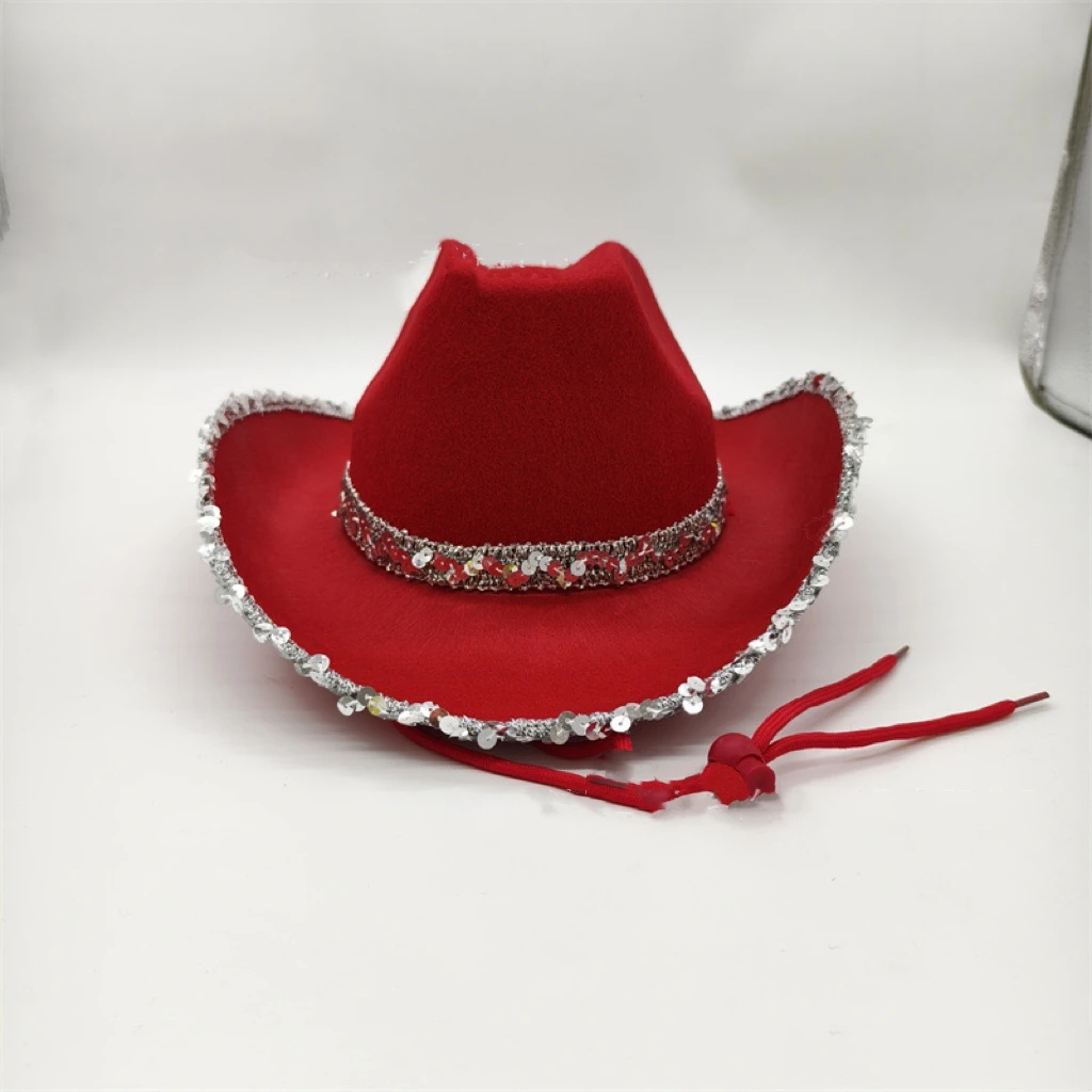 2024 New Arrival Sequins Women Pink Cowboy Hats Texas Wholesale Cowgirl Hat for Disco Party Halloween Festival