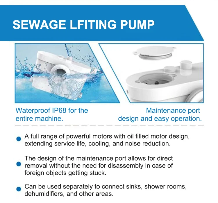 400w Sewage Lift Macerator Pump Toilet Pump Plunger Flushing Toilet Cleaner Pump