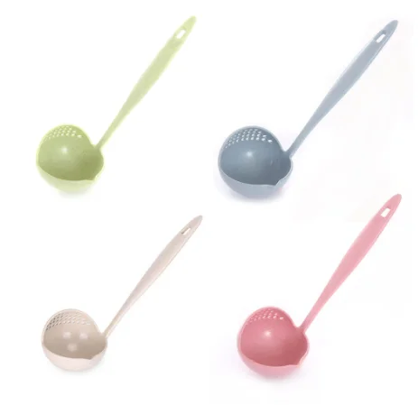 Soup Spoon Long Handle Kitchen Strainer Solid Color Cooking Colander Kitchen Spoon Plastic Cutlery Colander Hot Sale