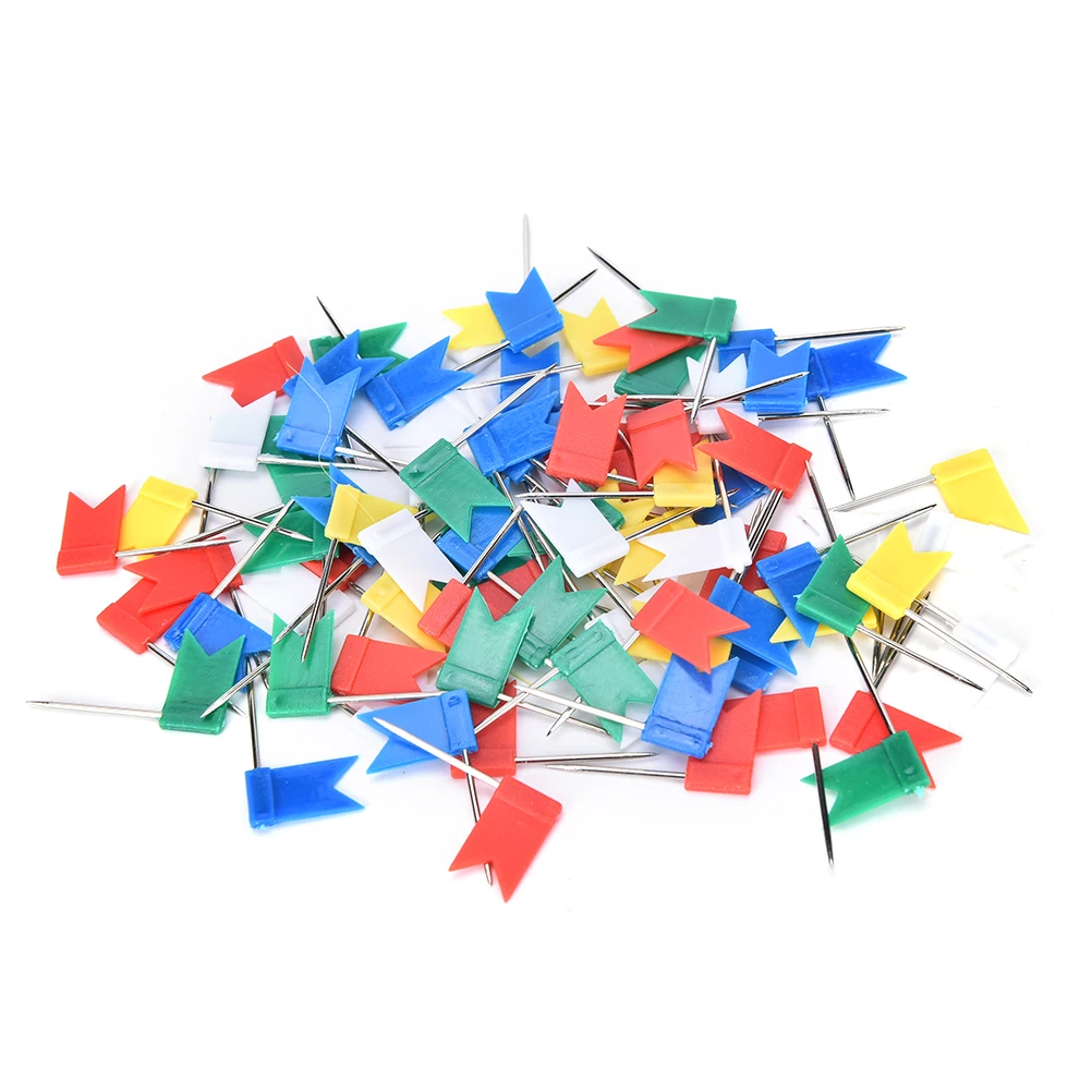 Colored Flag Map Push Pins  300 Pack  Multicolored Decorative Travel Map Tacks Plastic Head with Steel Point for Cork Bulletin