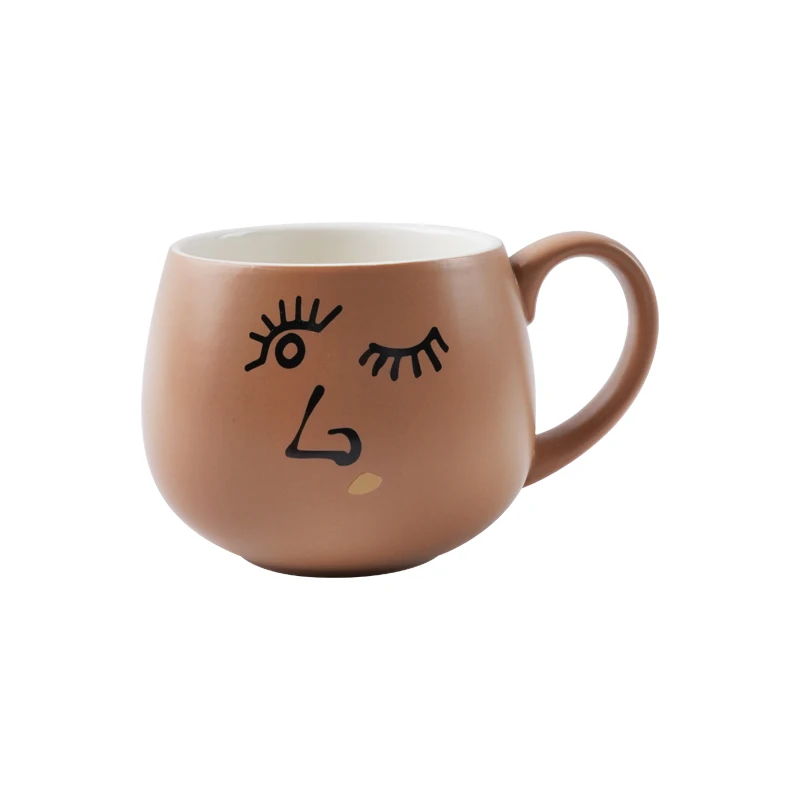 Nordic Minimalist Line Abstract Art Ceramic Matte and Glossy Belly Coffee Milk Mug