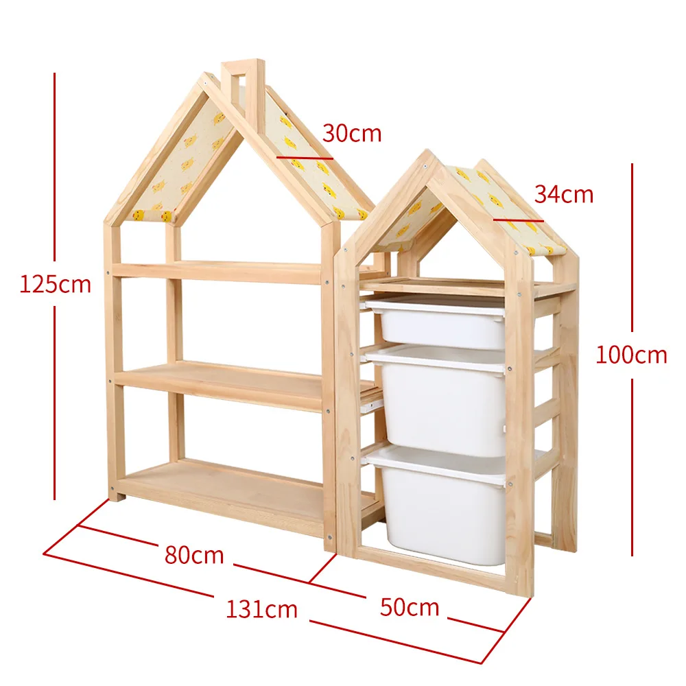 Kids Bedroom Toys Drawing Books Solid Wood Storage Shelves Combination Type Daycare Detachable Cabinet