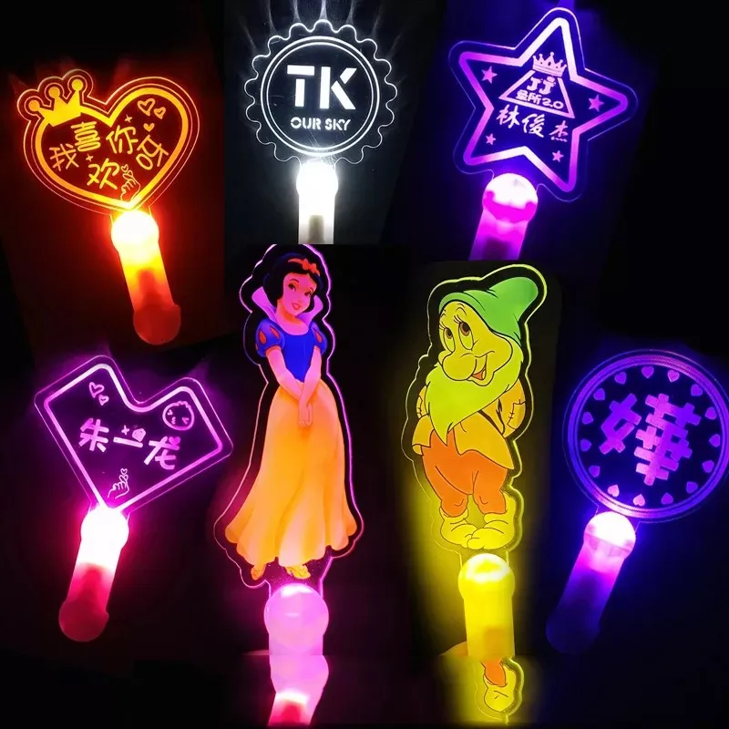 Customized Flashing Light Wands Stick Promotion Gift Led Acrylic Cheering Star Stick Custom Made Light Up Party Promotion Stick