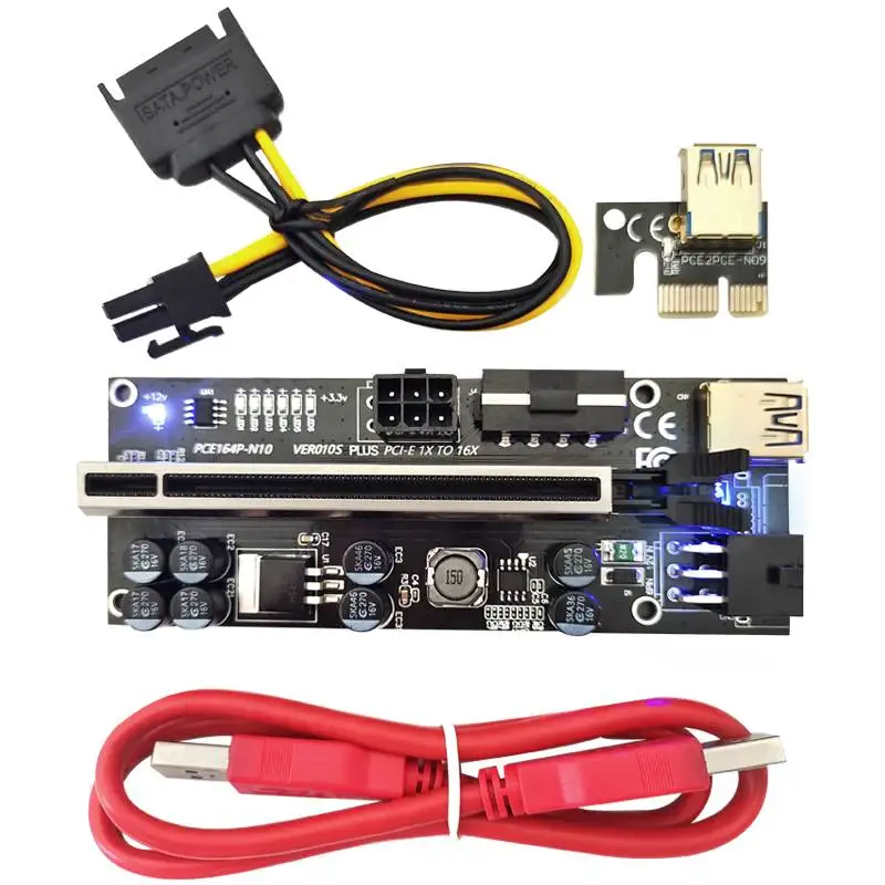 PCI-E VER010S PLUS graphics card extension cable adapter card USB3.0 enhanced version three interface 8 capacitor red