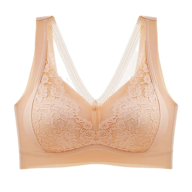 New design high quality lace latex invisibles sleep underwear shakeproof breathable seamless bra