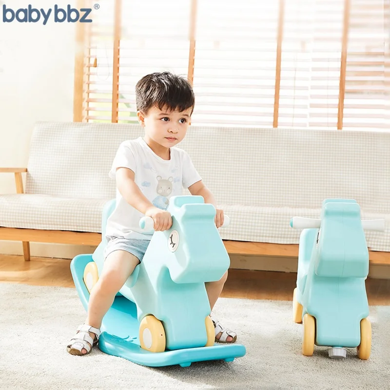 
BabyBBZ Rocking Horse for Children Indoor Playground Rocking Horse and Slide Car Toy for Baby-Pink 
