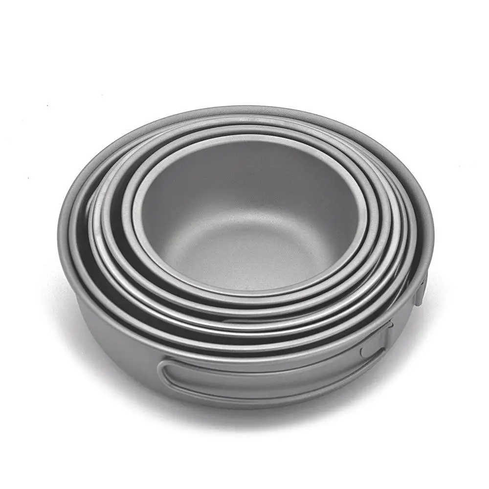 Titanium Plate Dish Camping Portable Tableware Ultralight Round Dishes Pan Cooking Frypan Never Rust for Backpacking Hiking