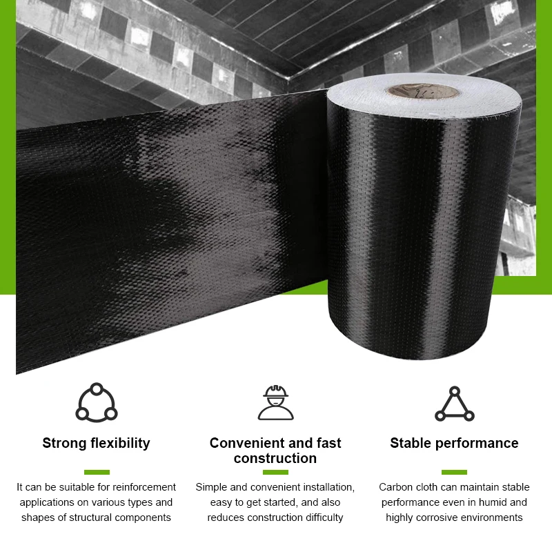 SHB-A501 carbon fiber cloth 12k 200g black woven fiber cloth industrial carbon fiber building reinforcement fabric