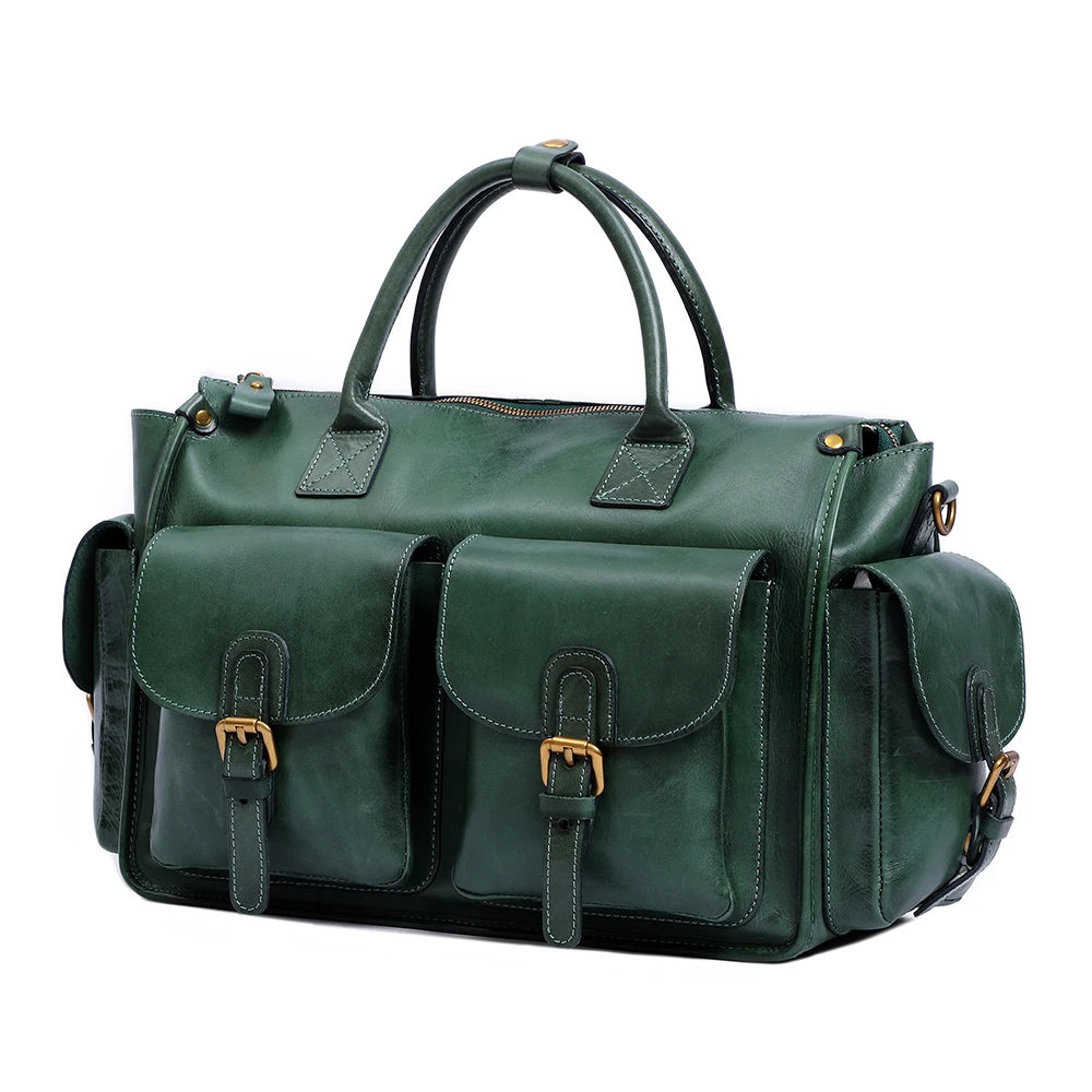 Vintage Genuine Leather Duffle Traveling Weekend Holdall Duffel Bags for Women