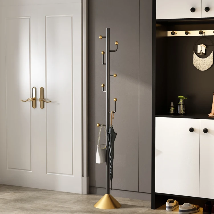 Heavy Duty  Nordic Metal  Wrought Iron Living Room Corner   Floor Stand Clothes Hanger Tree Coat Rack