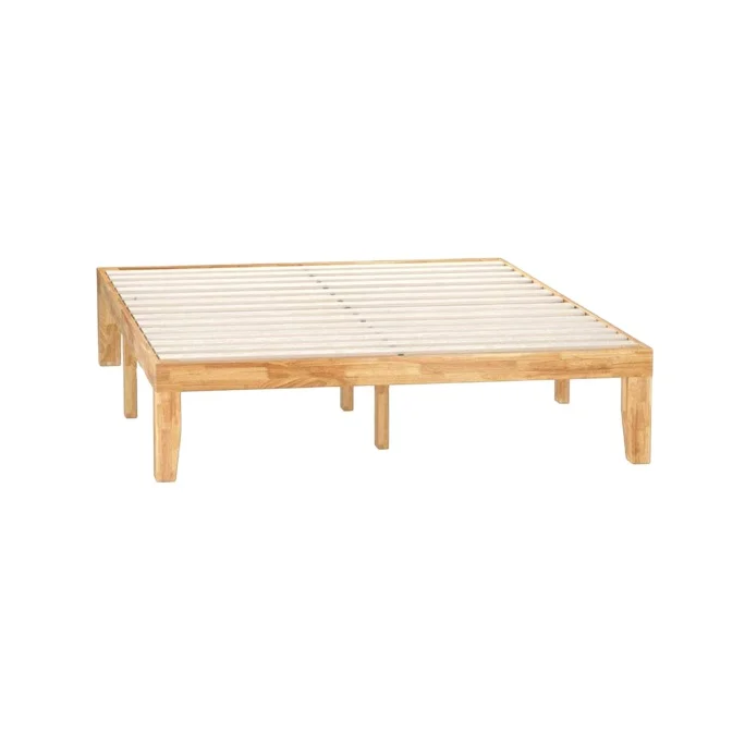 
14 Inch Wood Platform Bed Wood Slat Support Natural Finish Bed Queen Size Wooden Bed 