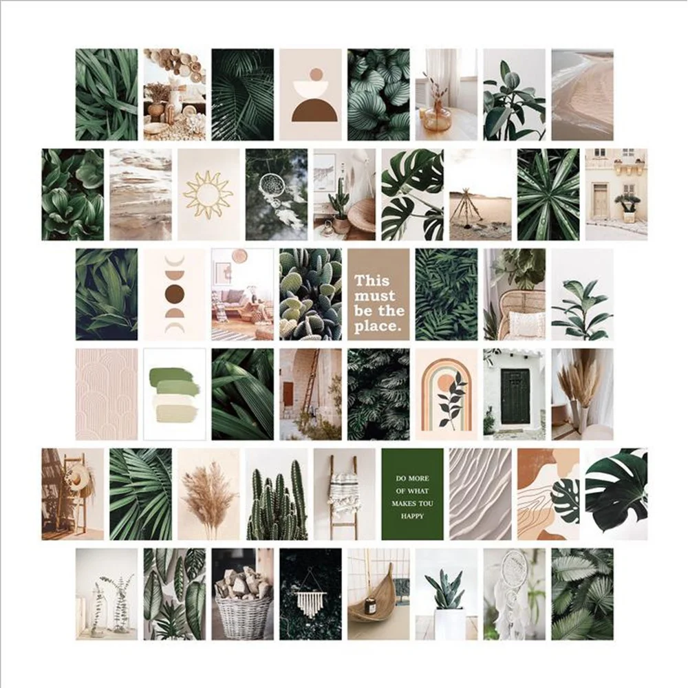 Trendy Indie Room Decor Aesthetic Beige Wall Collage Kit 50 pcs Bundle