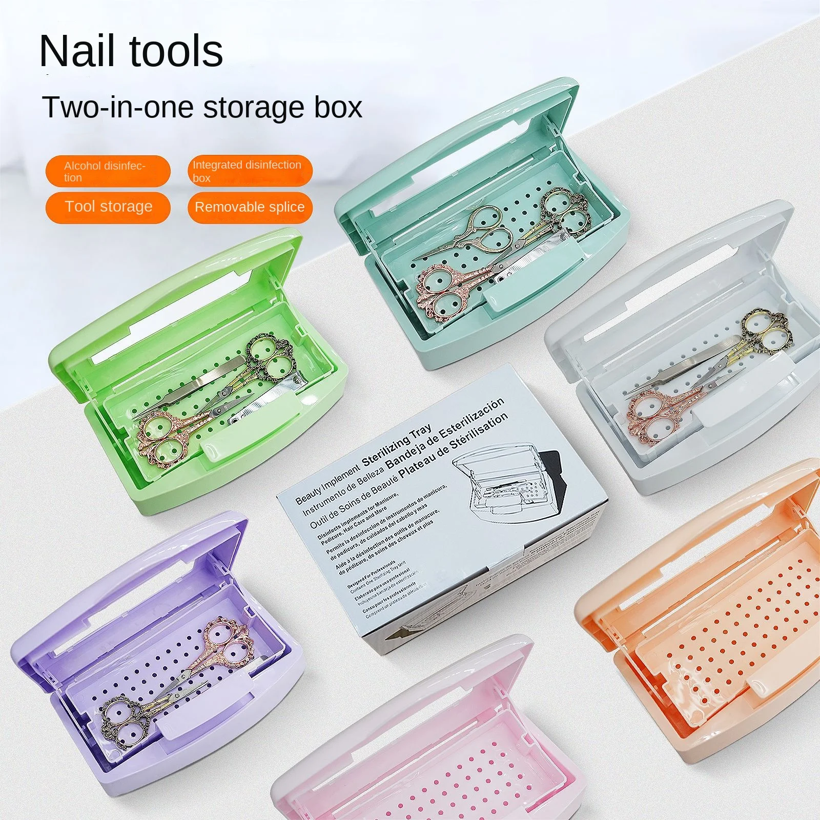 Professional Plastic Manicure Nail Box Clipper Tweezers Nail Art Sterilizer Tool Salon Nail Sterilizer Disinfection Box