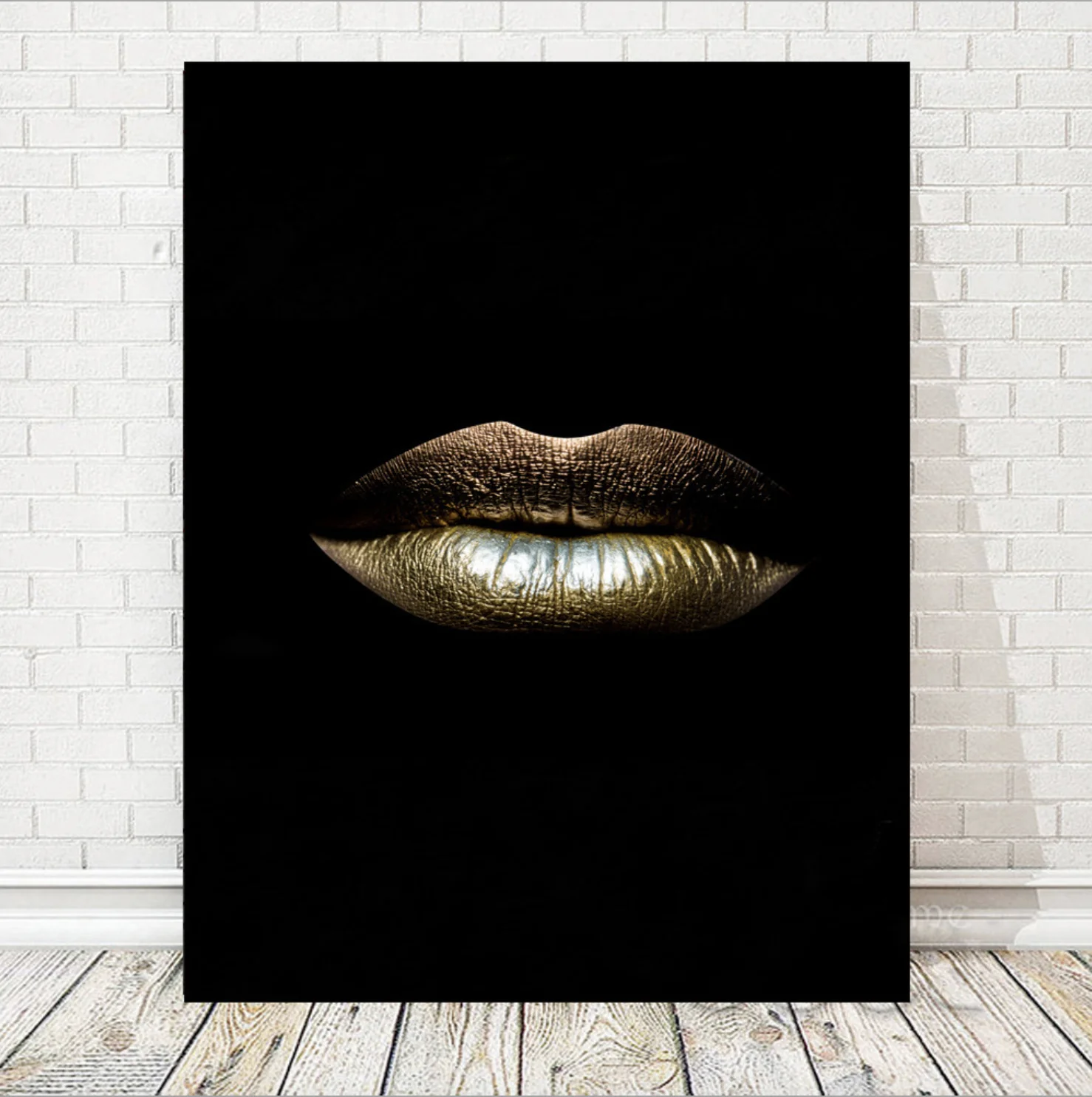 Sexy Gold Mouth Lips Painting Wall Art Picture Contemporary Canvas Photo Print for SPA Decoration