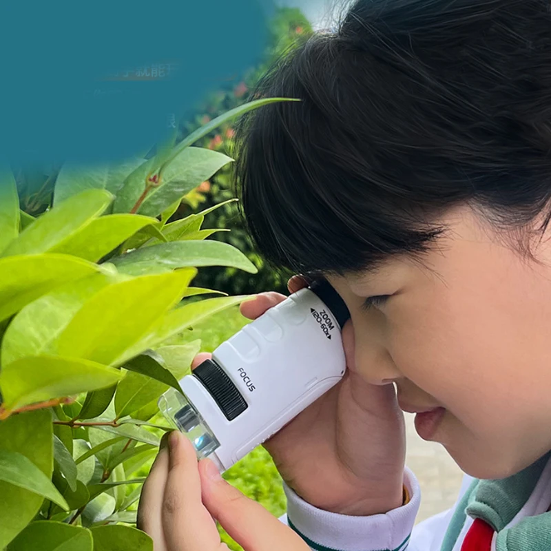 Educational science led light learning student portable kids microscope toy