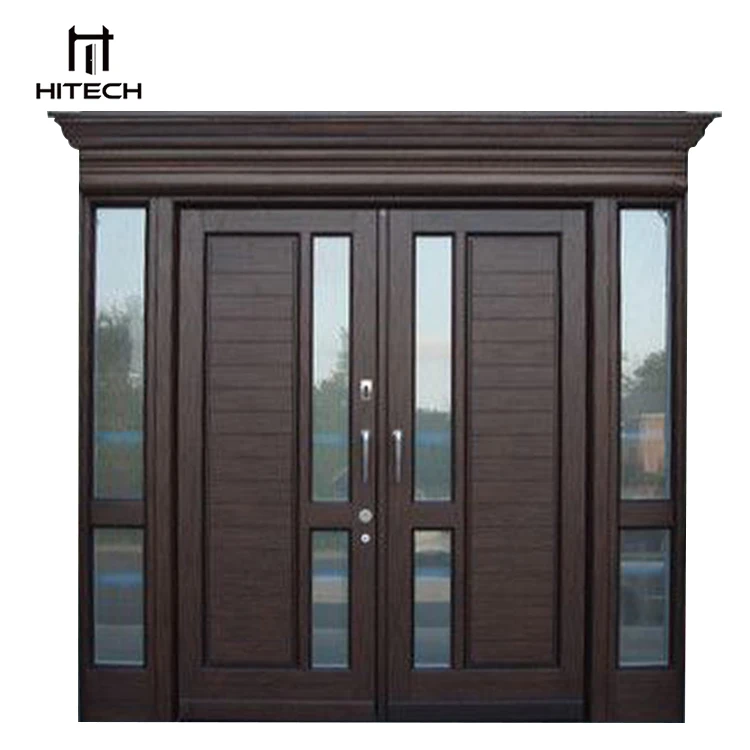 Extra Large Glass Arched Top Solid Wooden Double Leaf Exterior Main Entrance Front Entry Door