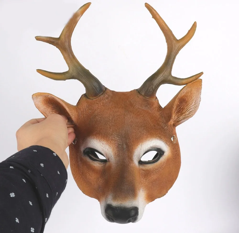 Halloween Creepy Party Animal Mask Deluxe Novelty Halloween Costume Party Latex Fancy Ball Deer Head Mask