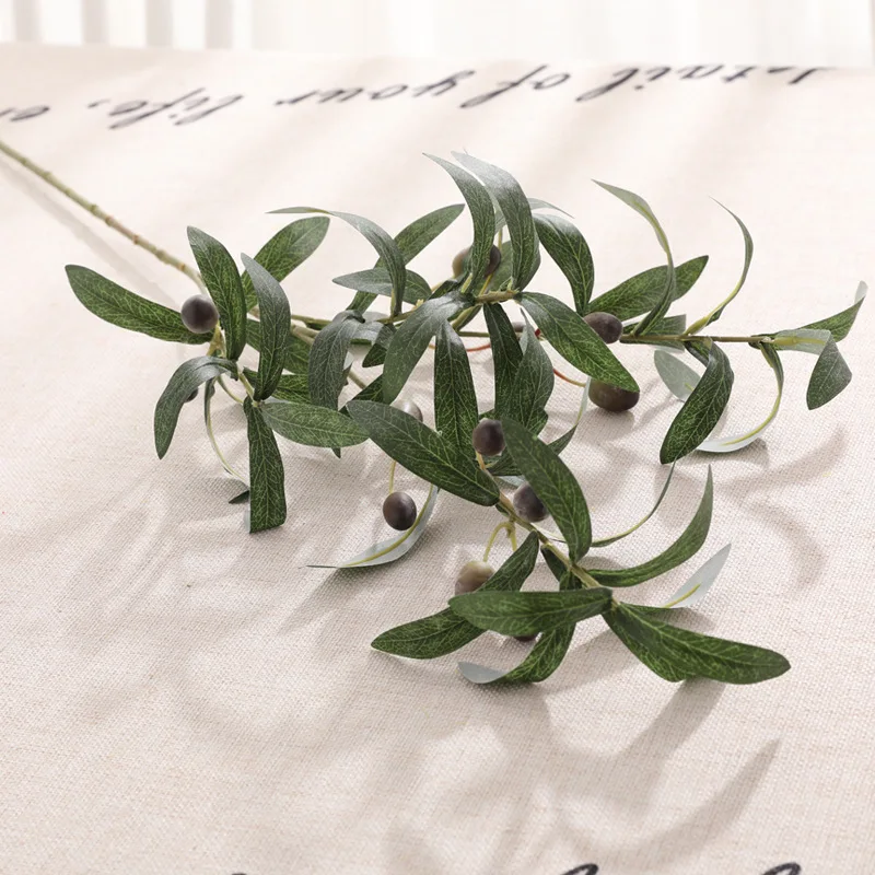Real Touch Decorative Artificial Silk Olive Olive Leaf Branch Long Stem