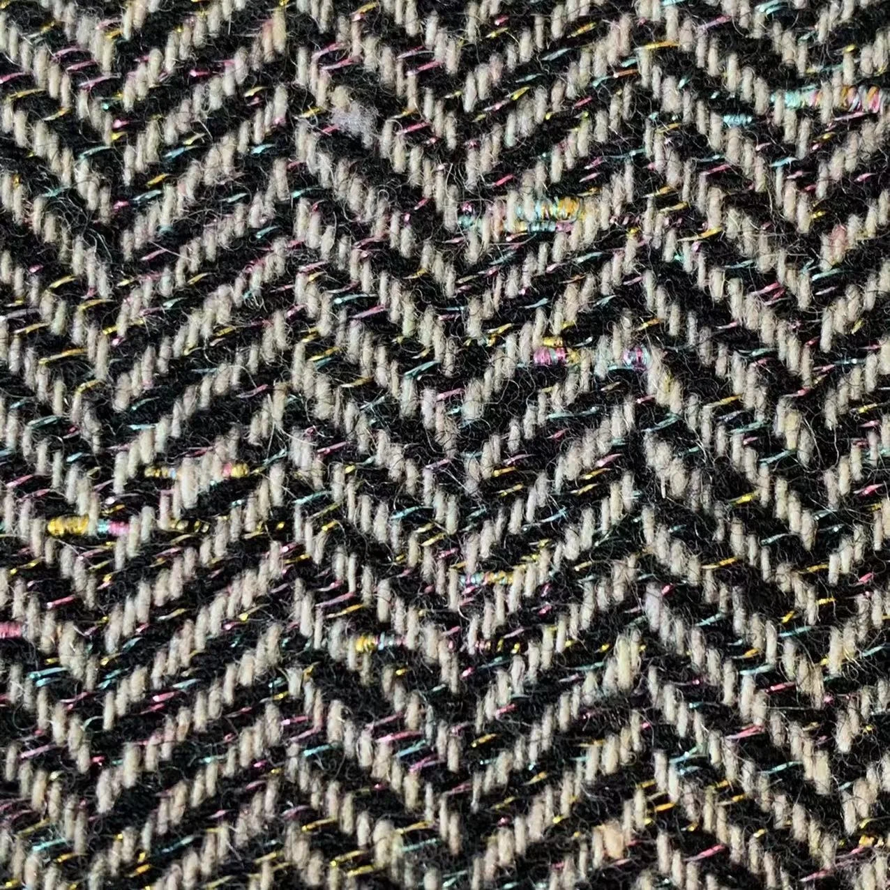 30 Wool 470g/m Melton Color Thread Gold Thread Fish Bone Shaped Dress Coat Spot Herringbone Fabric