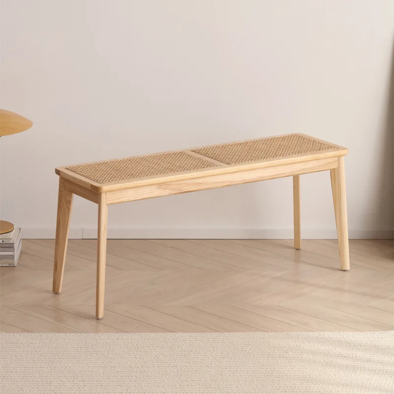 Dreamhause Wood Bench Living Room Bed Room Balcony Patio Decorative Rattan Bench Dining Bench Bed End Stool