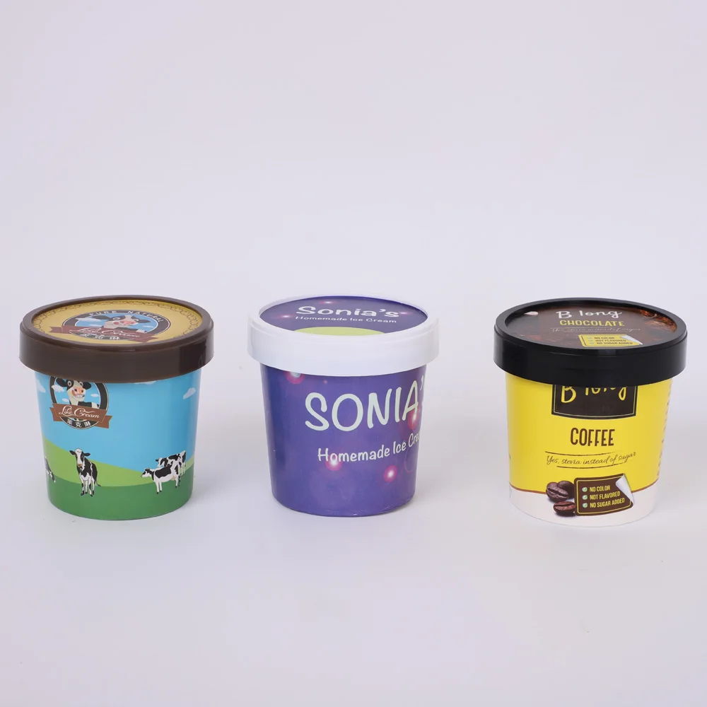 Frozen Degradable Lolli Cone Calippo Tube Davieded Yogurt With Fruits Sundae Paper Cupspaper Ice Cream Cup