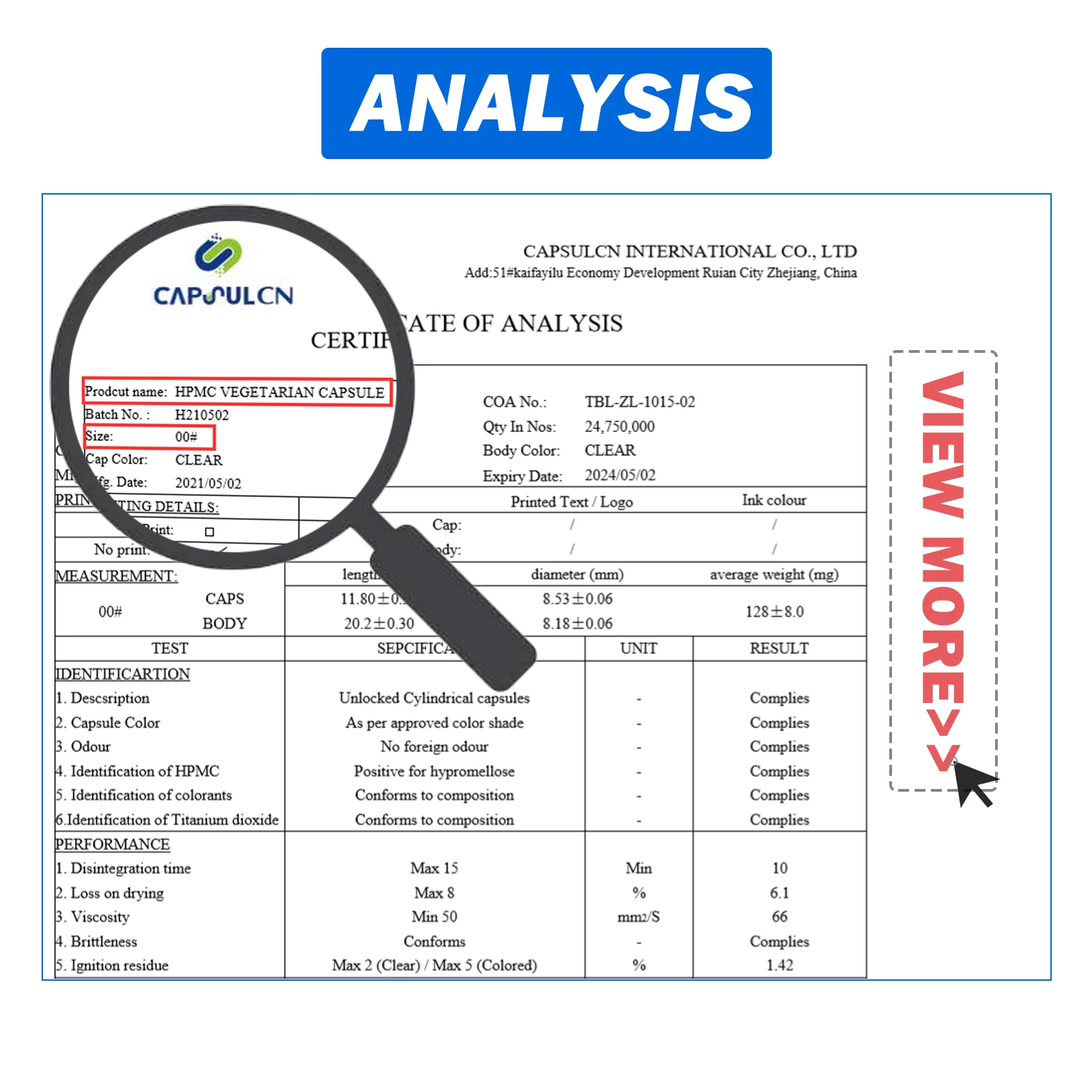 CapsulCN Fast Delivery on Orders Halal Certified Empty Veggie Capsules Vegetable Capsule Empty HPMC Capsule