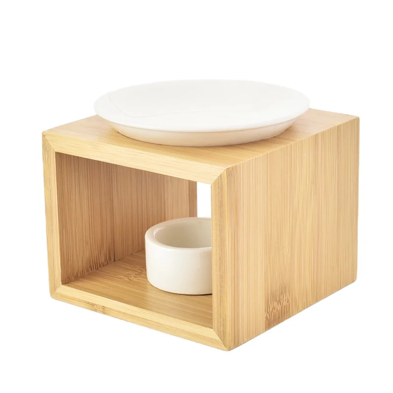 Aromatherapy Aroma Burner Wooden Essential Oil Burner Wooden Unique Candle Holder Scented Wax Melt Burner With Candle Holder