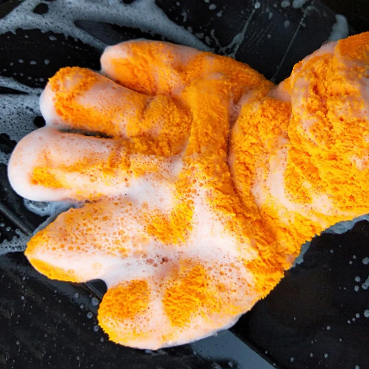 Double Side Coral fleece 5 fingers Car Wash & Clean Glove Mitt